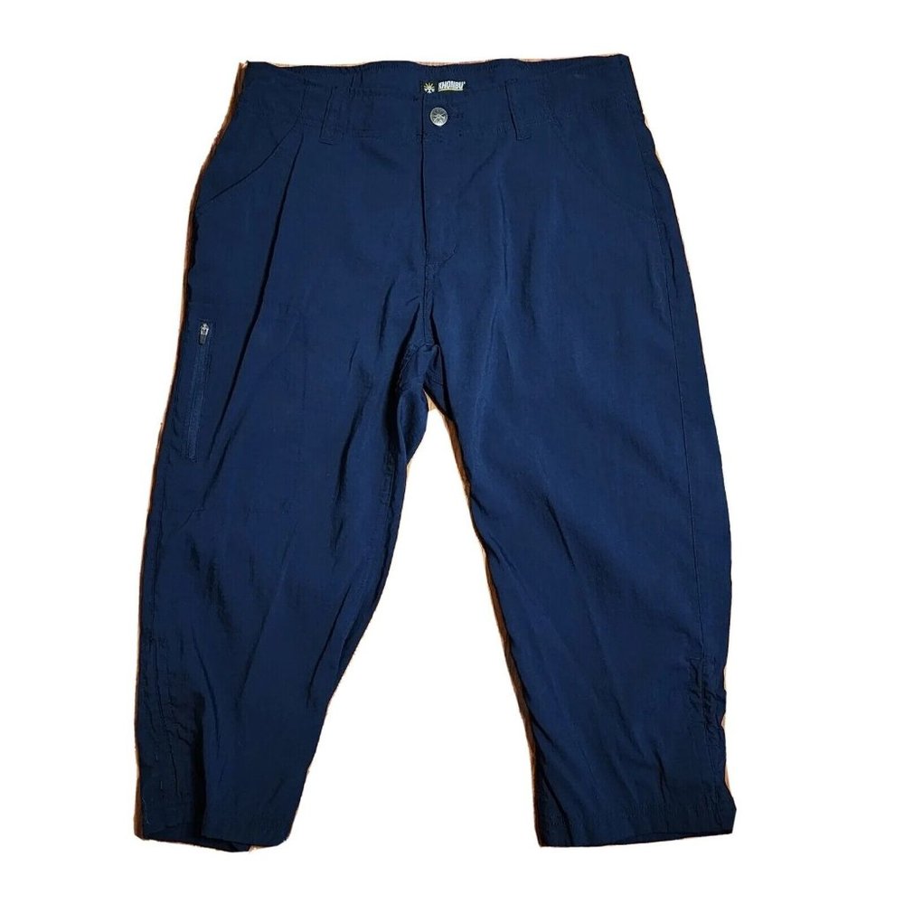 KHOMBU Solid All Blue Cropped Outdoor Lightweight Pants Womens Size‎ M Medium
